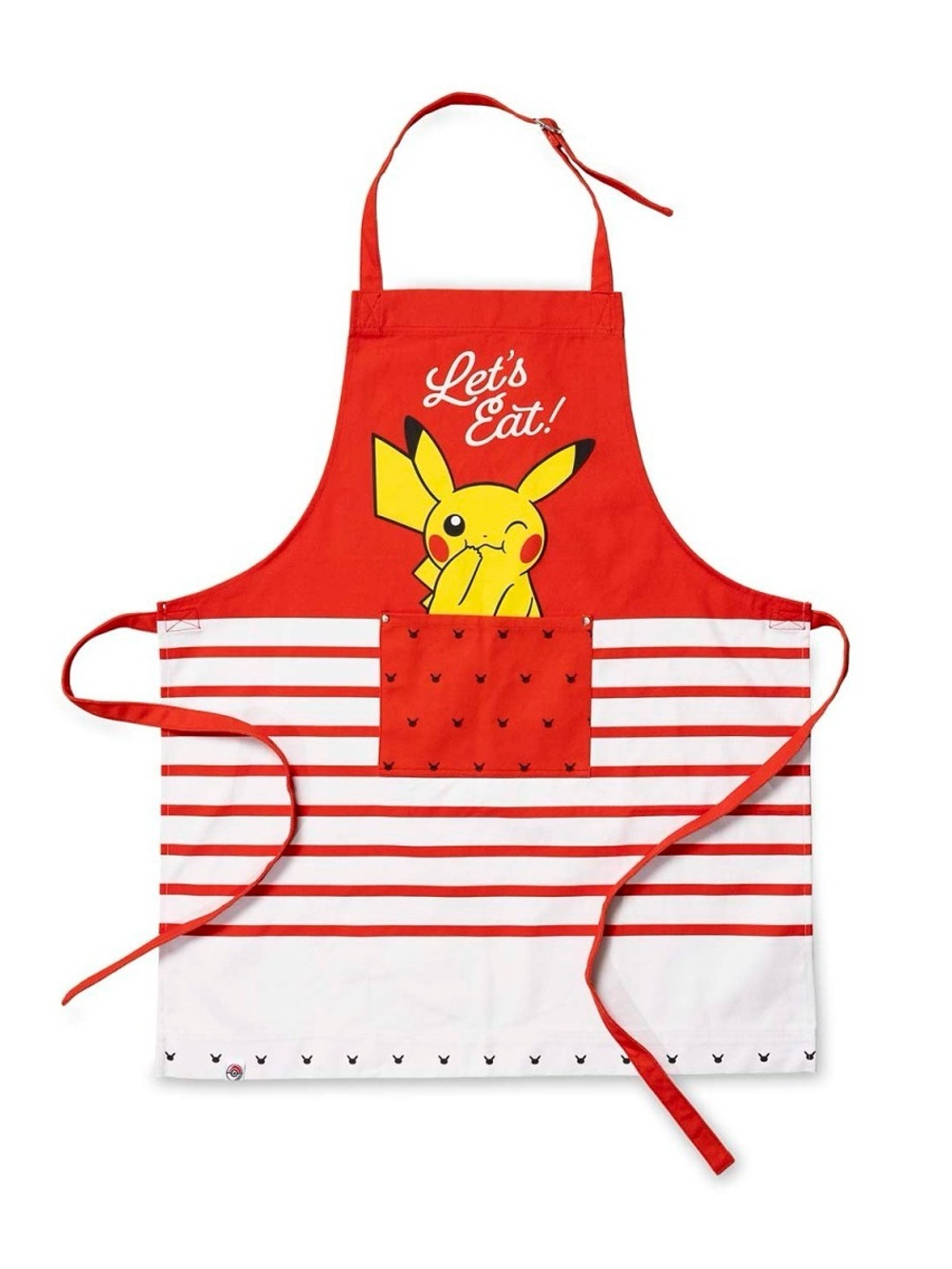 Pikachu "Let's Eat!" Red & White Striped Apron